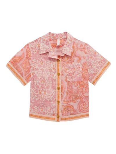 Zimmermann Little Girl's & Girl's Ottie Pocket Short-sleeve Shirt In Pink Paisley