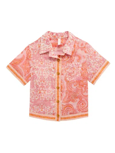 Zimmermann Little Girl's & Girl's Ottie Short-sleeve Shirt In Pink Paisley