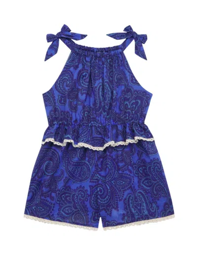 Zimmermann Little Girl's & Girl's Ottie Tie Playsuit In Blue Paisley