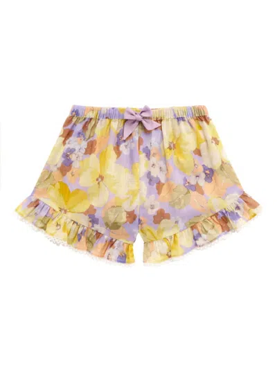 Zimmermann Kids' Little Girl's & Girl's Pop Floral Frill Shorts In Yellow