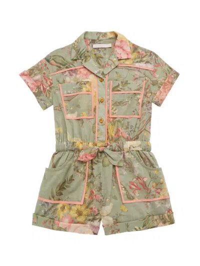 Zimmermann Little Girl's & Girl's Waverly Floral Playsuit In Sage Floral