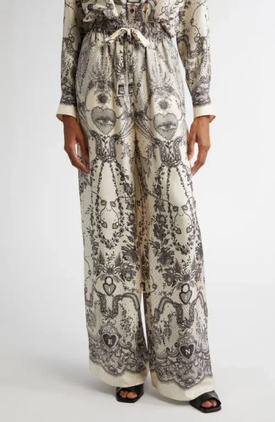 Zimmermann Wide Crush Trousers In Silk In Grey