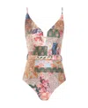 Zimmermann Devi Plunge V Wire One Piece In Multicolor