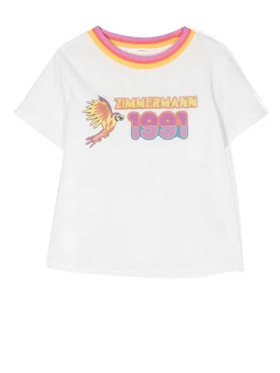 Zimmermann Girls Ivory Kids Parrot Graphic-print Cotton-jersey T-shirt 4-12 Years In White