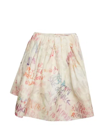 Pre-owned Zimmermann Logo-print Mini Skirt In Neutral