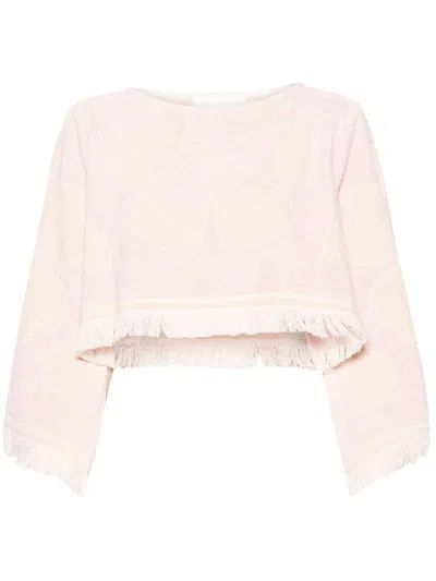 Zimmermann Logo Towelling Cropped Top In Pink