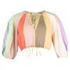 ZIMMERMANN LOLA PANELLED CROP TOP IN MULTICOLOR LINEN
