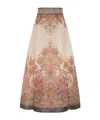 Zimmermann Illustration Printed Organza Midi Skirt In Nude