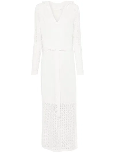 Zimmermann Long Hooded Dress With Adjustable Waist Belt - Size 0 In White