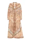 Zimmermann Wanderlust Multicolor Long Dress With V Neck And All-over Paisley Motif In Linen Woman In Multi