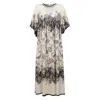 Zimmermann Long Silk Dress With Contrasting Floral Print And Ruching In Multi