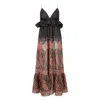 Zimmermann Long Silk Dress With Paisley Print And Ruffle Details In Brown