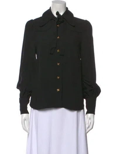 Pre-owned Zimmermann Long Sleeve Blouse In Black