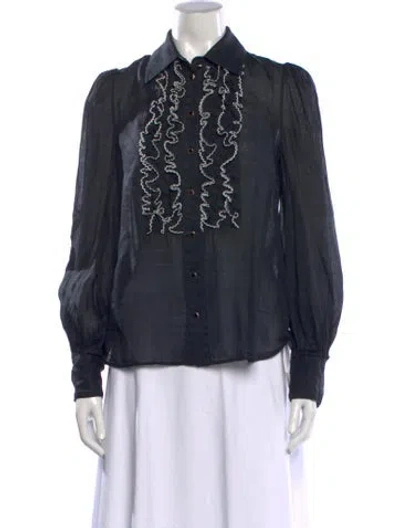 Pre-owned Zimmermann Long Sleeve Blouse In Black