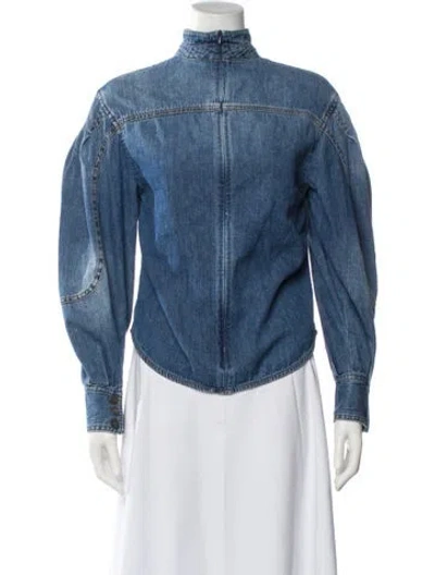 Pre-owned Zimmermann Long Sleeve Blouse In Blue