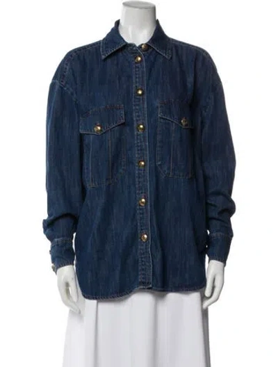 Pre-owned Zimmermann Long Sleeve Blouse In Blue