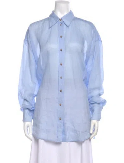 Pre-owned Zimmermann Long Sleeve Blouse In Blue