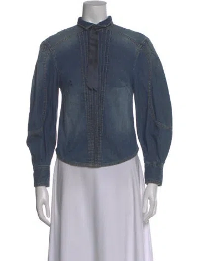 Pre-owned Zimmermann Long Sleeve Blouse In Blue