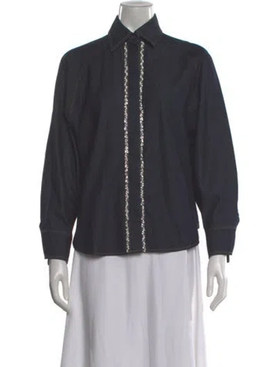 Pre-owned Zimmermann Long Sleeve Blouse In Gray