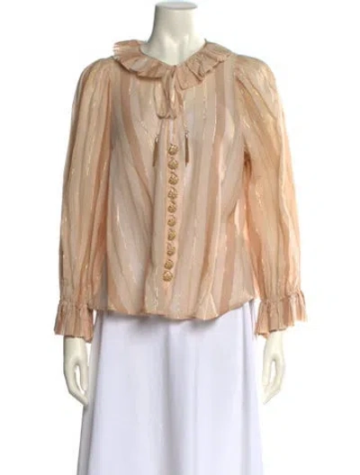 Pre-owned Zimmermann Long Sleeve Blouse In Neutral