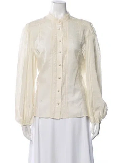 Pre-owned Zimmermann Long Sleeve Blouse In Neutral