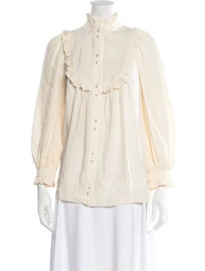 Pre-owned Zimmermann Long Sleeve Blouse In Neutral
