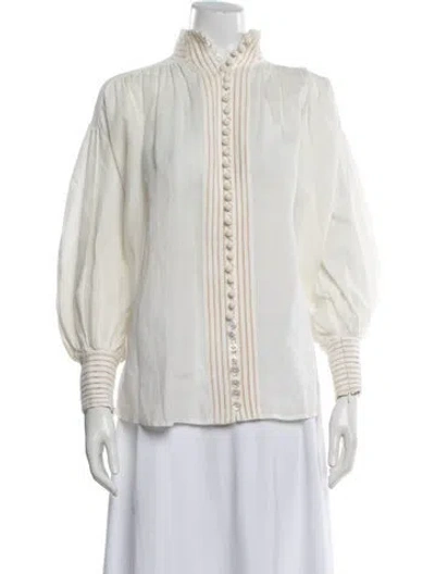 Pre-owned Zimmermann Long Sleeve Blouse In Neutrals