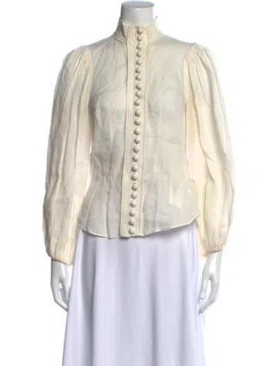 Pre-owned Zimmermann Long Sleeve Blouse In Neutrals