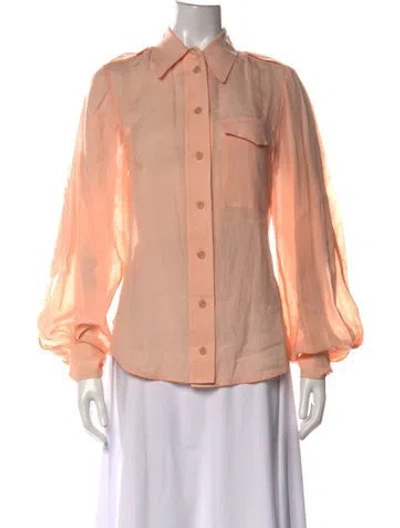 Pre-owned Zimmermann Long Sleeve Blouse In Pink