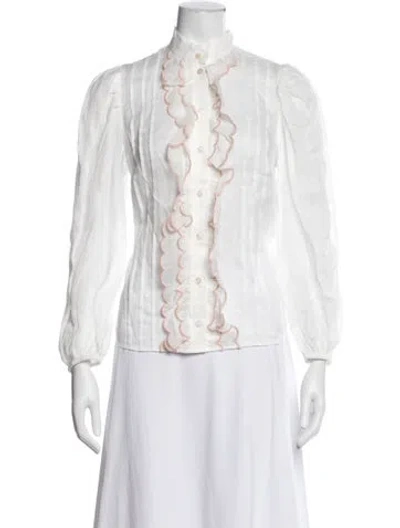 Pre-owned Zimmermann Long Sleeve Blouse W/ Tags In White