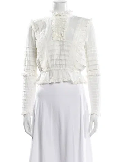Pre-owned Zimmermann Long Sleeve Blouse In White