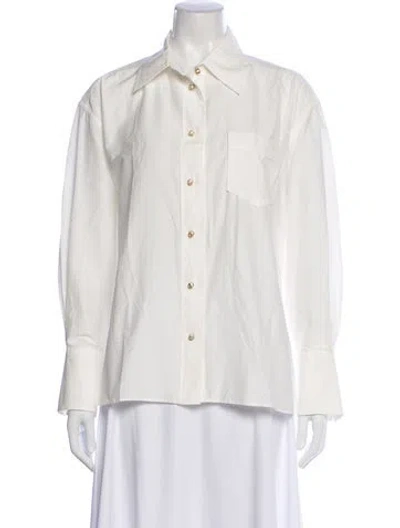 Pre-owned Zimmermann Long Sleeve Blouse In White