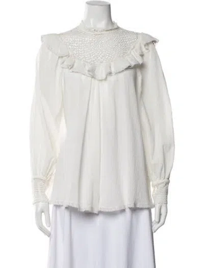 Pre-owned Zimmermann Long Sleeve Blouse In White