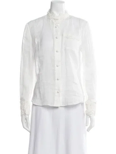 Pre-owned Zimmermann Long Sleeve Blouse In White