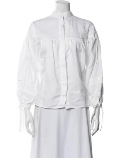 Pre-owned Zimmermann Long Sleeve Blouse In White