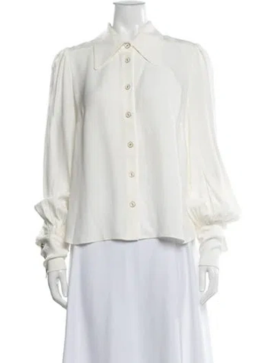 Pre-owned Zimmermann Long Sleeve Blouse In White