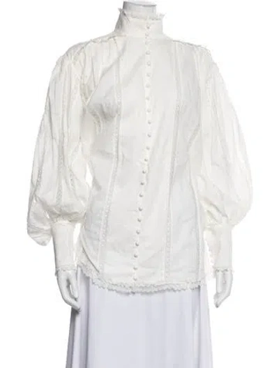 Pre-owned Zimmermann Long Sleeve Blouse In White