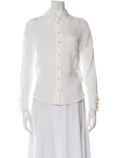 Pre-owned Zimmermann Long Sleeve Blouse In White