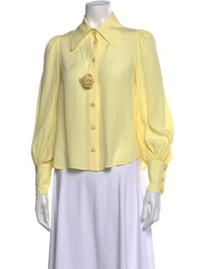 Pre-owned Zimmermann Long Sleeve Blouse In Yellow