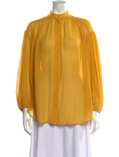 Pre-owned Zimmermann Long Sleeve Blouse In Yellow