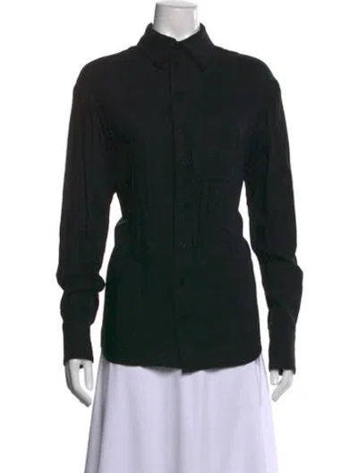 Pre-owned Zimmermann Long Sleeve Button-up Top In Black