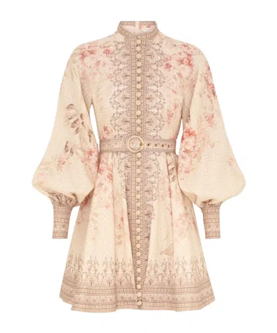 Zimmermann Illuminate Buttoned Mini Dress Clothing In Neutral