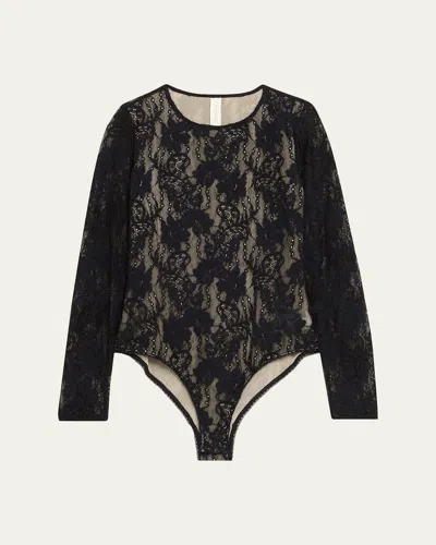 Zimmermann Long-sleeve Lace Bodysuit In Black