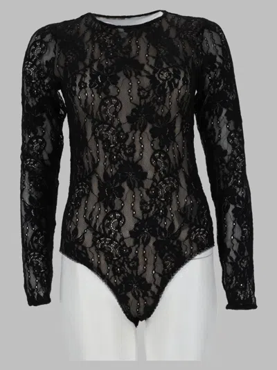 Zimmermann Long Sleeve Lace Bodysuit In Black
