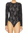 Zimmermann Fitted Black Lace Bodysuit With Floral Design And Inset Jelly Ribbon In Black