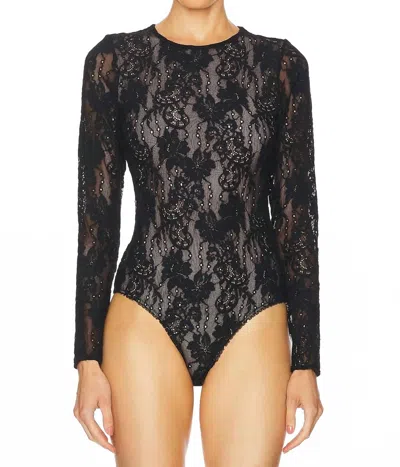 Zimmermann Long Sleeve Lace Bodysuit In Black