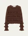 Zimmermann Hypnotic Lace Frill Metallic-knit Top In Brown