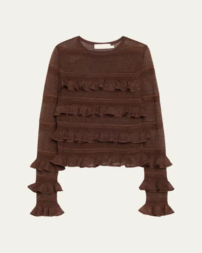 ZIMMERMANN LONG-SLEEVE LACE FRILL TOP