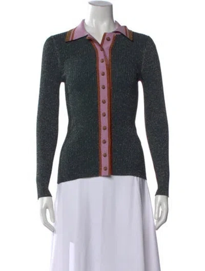 Pre-owned Zimmermann Long Sleeve Polo In Green