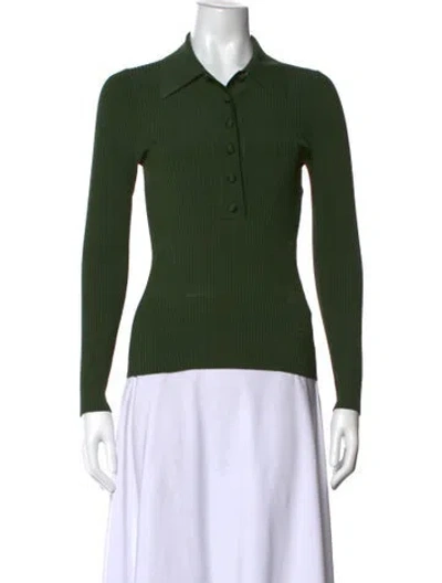 Pre-owned Zimmermann Long Sleeve Polo In Green